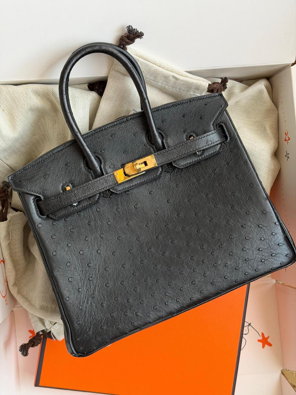 Herm**s ostrich bag.